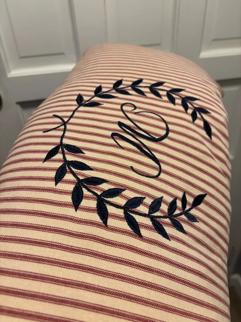 Striped Monogram Lumbar Pillow